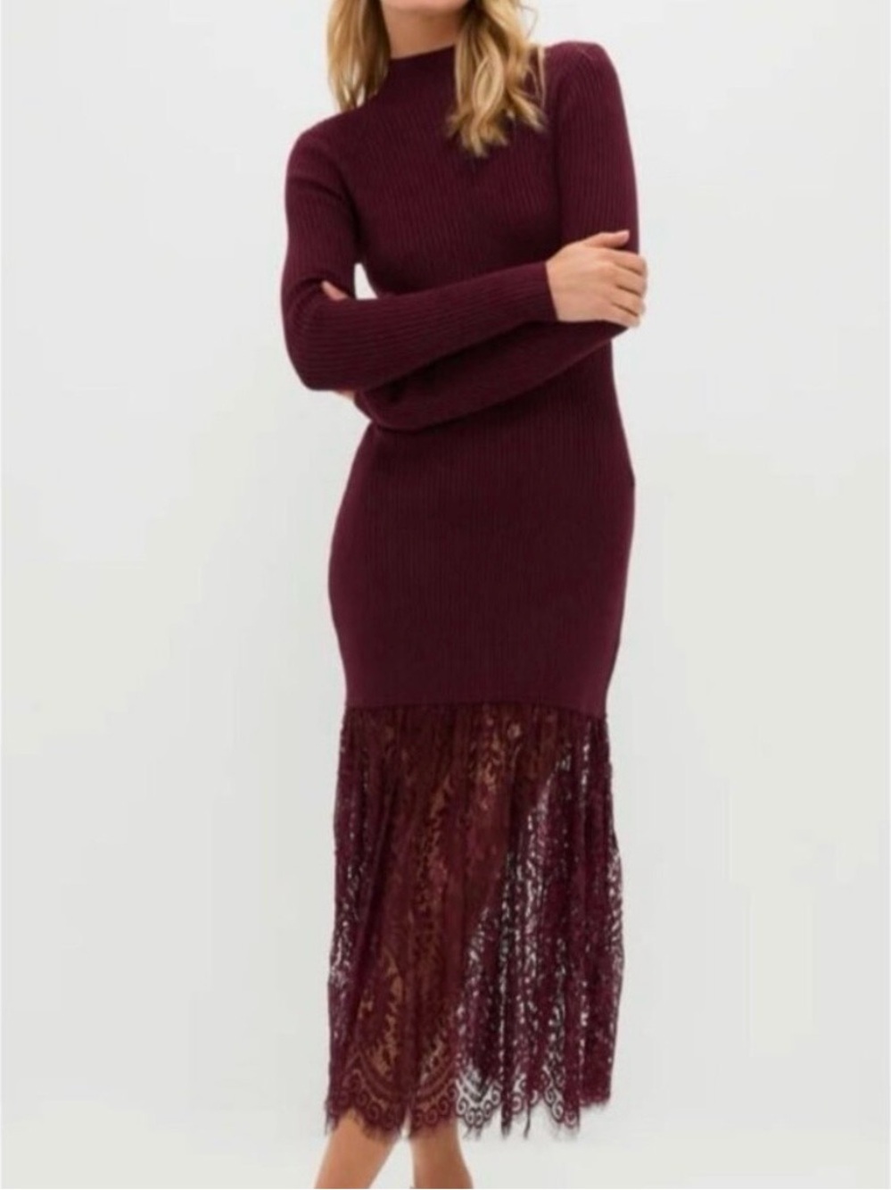 Tuckernuck Hyacinth House Merlo Suzanne Lace knit Midi Dress XS
